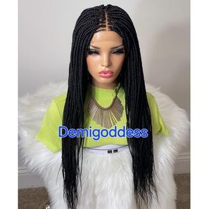 26'' Box Braided Lace Front Wig Black Wig for Women